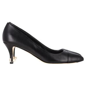 Chanel Cap Toe Pearl Detail CC Logo Pumps in Black Leather
